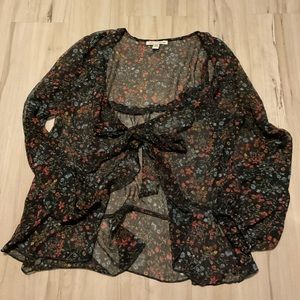 American eagle sheer tie front blouse